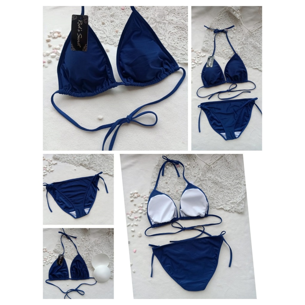 Jual Bk Rxo Biru Tua Bikini Pantai Segitiga Ikat With Foam