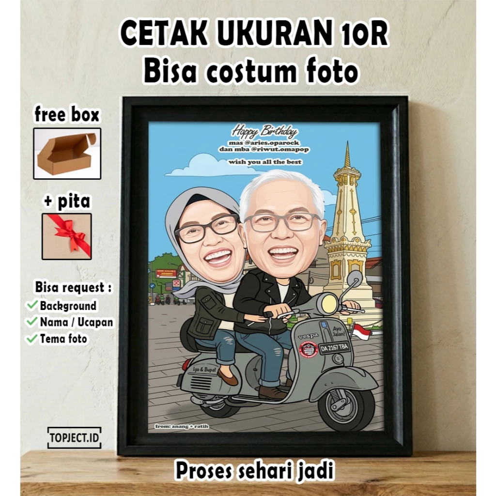 SEHARI JADI (SUDAH CETAK + BINGKAI) / Kado Wedding / Kado Pernikahan / Kado Anniversary / Hampers Wedding / Kado Ulangtahu