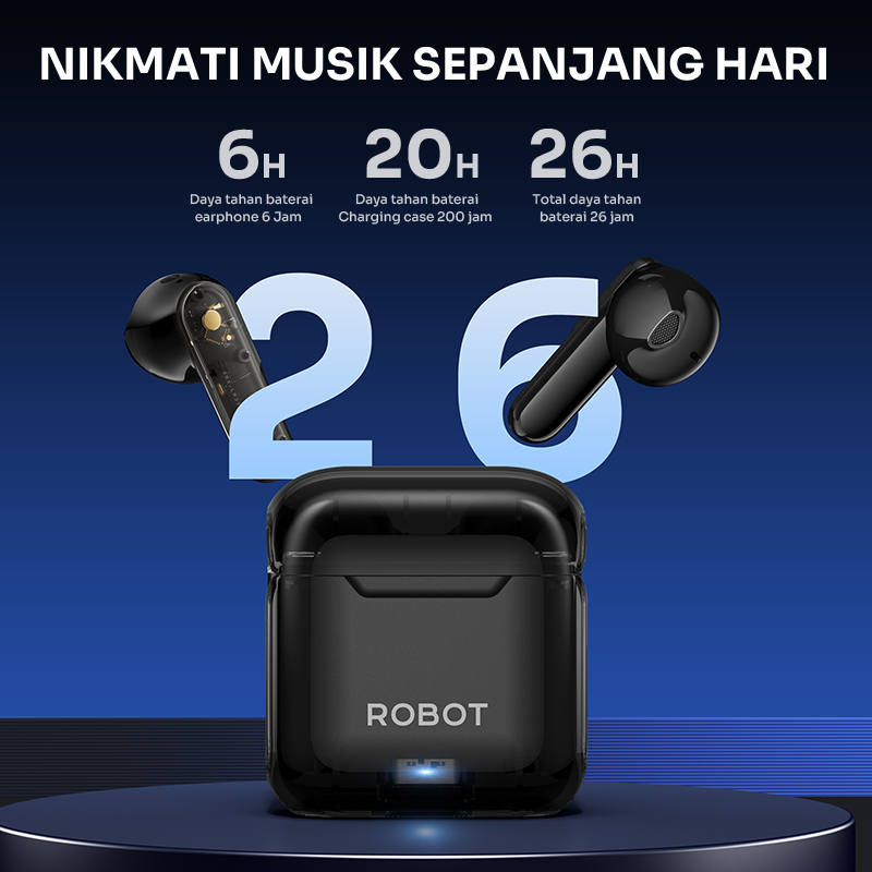 Jual Robot Tws Wireless Bluetooth Earphone Airbuds Transparant Semi