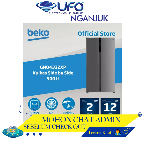 Jual BEKO GNO4332XP Kulkas Lemari Es Inverter Side By Side Kapasitas