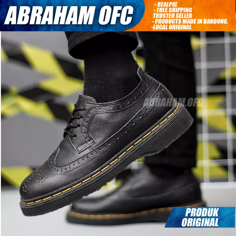 Jual ABRAHAM Sepatu Pantofel Formal Docmart Low Boots Kulit Asli Casual