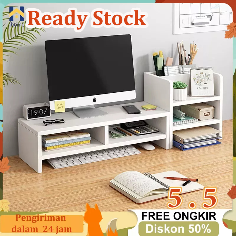 Jual IH Stand Monitor Rak Monitor Desktop Dudukan Komputer Kayu Rak