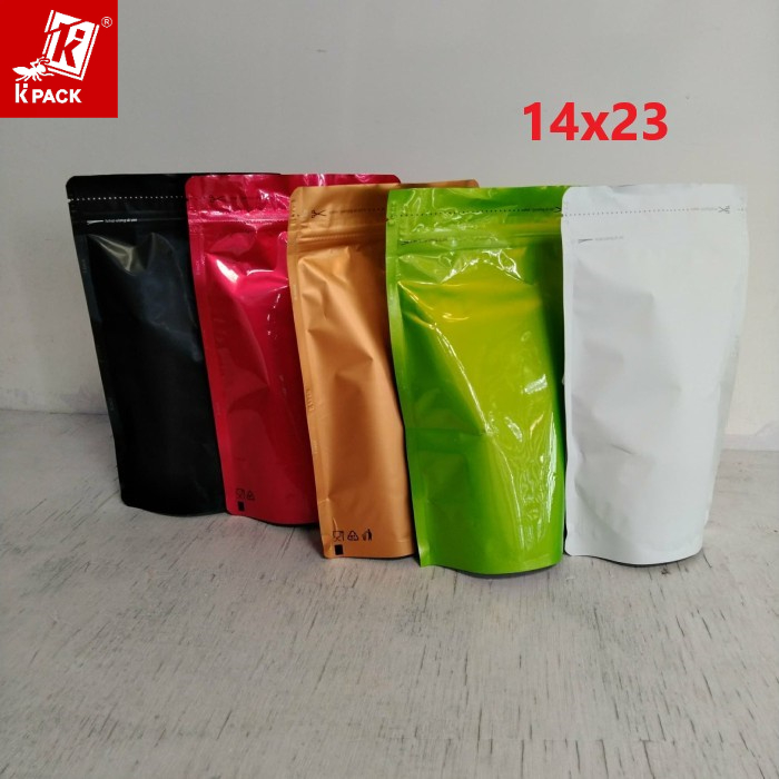 Jual 50 PCS STANDING POUCH PLASTIK KLIP FOOD GRADE FULL ALUMUNIUM