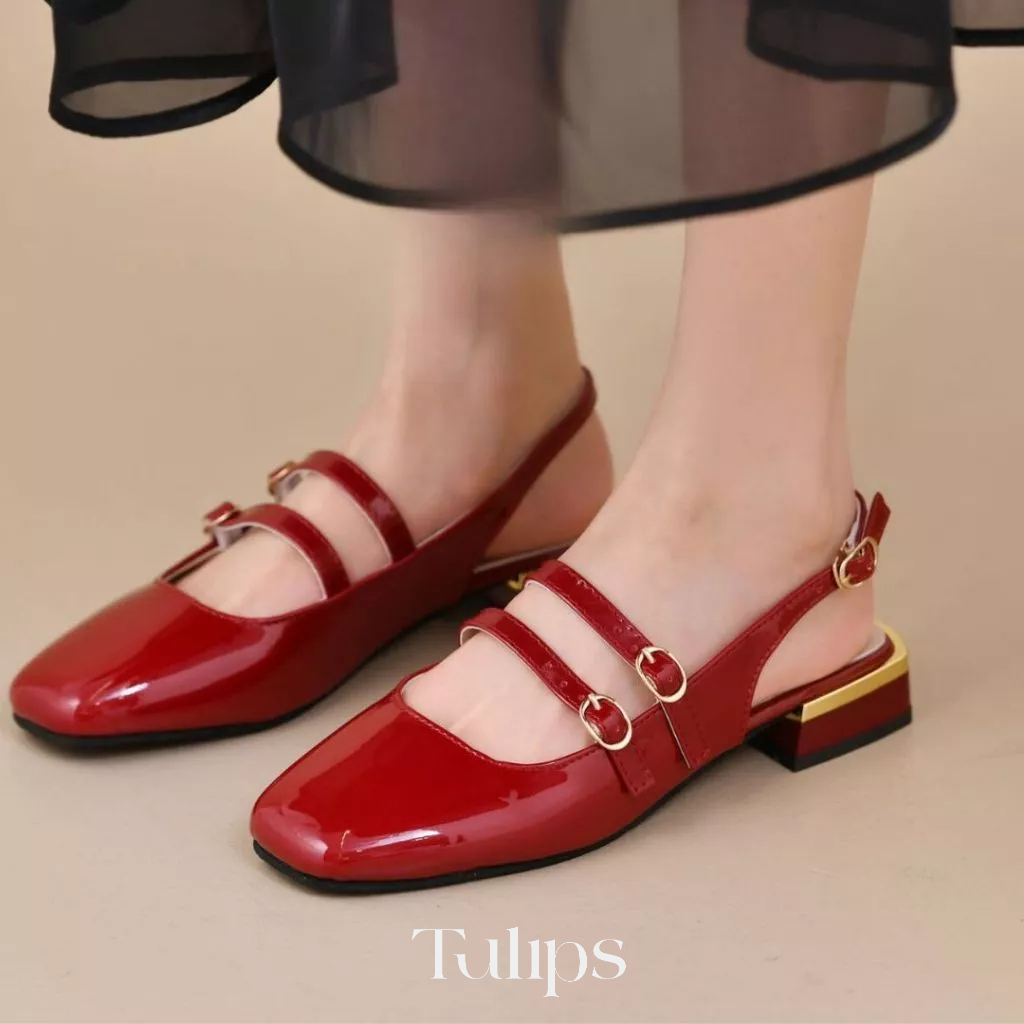 Jual Tulips Flat Shoes Wanita Marry Jane Sepatu Sandal Mules Cewek