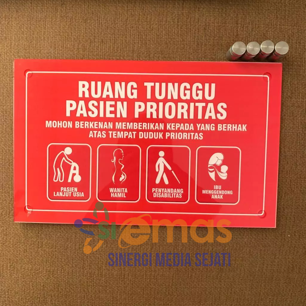 Jual Papan Akrilik Ruang Tunggu Pasien Prioritas Acrylic Ruang Tunggu