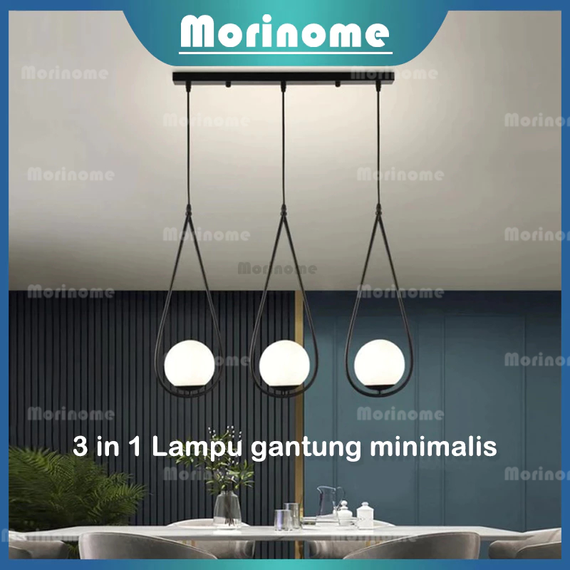 Jual Lampu Gantung Hias Hitam Kaca Susu In Led Modern Minimalis