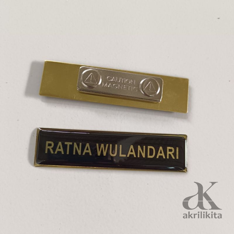 Jual Name Tag Papan Nama Dada Gold Silver Peniti Magnet Paku Shopee