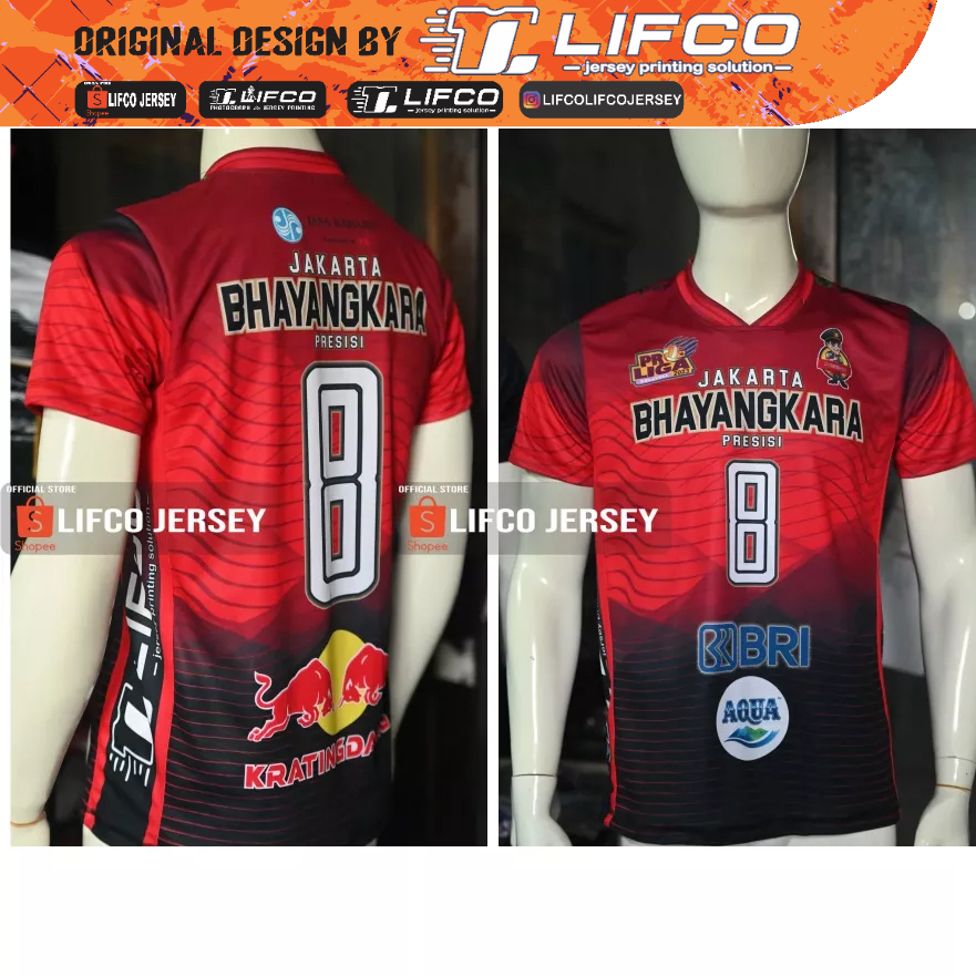 Jual Original Lifco Jersey Bhayangkara Latihan Merah Proliga