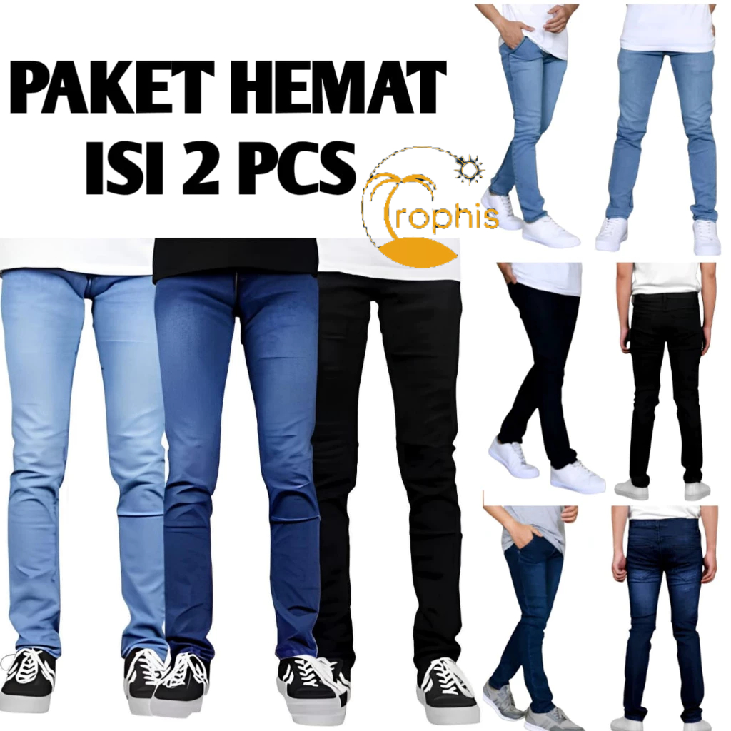 Jual Paket Hemat Isi Pcs Celana Pria Jeans Panjang Dewasa Slimfit