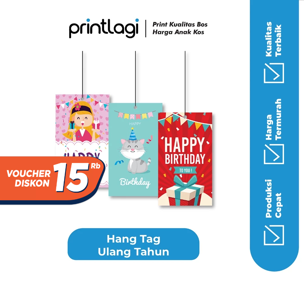 Jual Custom Hang Tag Ultah Print Label Hang Tag Ucapan Bahan Art