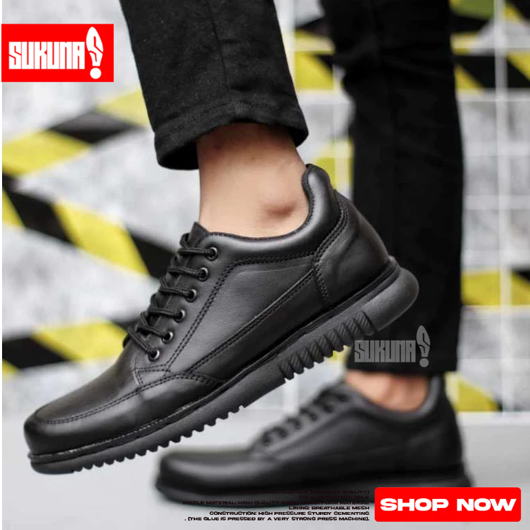 Jual Sepatu Sneakers Kulit Asli Formal Hitam Pria Dameon Shopee