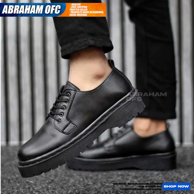 Jual ABRAHAM Sepatu Pantofel Formal Docmart Oxford Tali Hitam Pria Hak