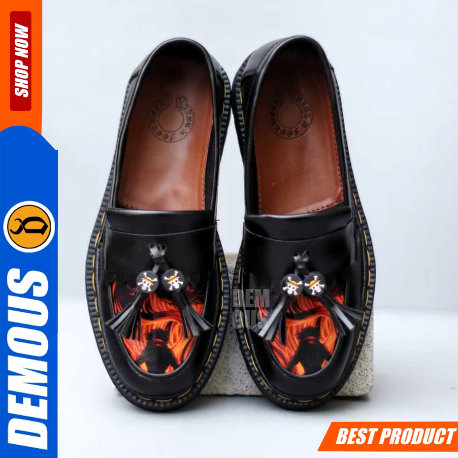 Jual DEMOUS Sepatu Loafers Casual Docmart Pria Anime One Piece Luffy