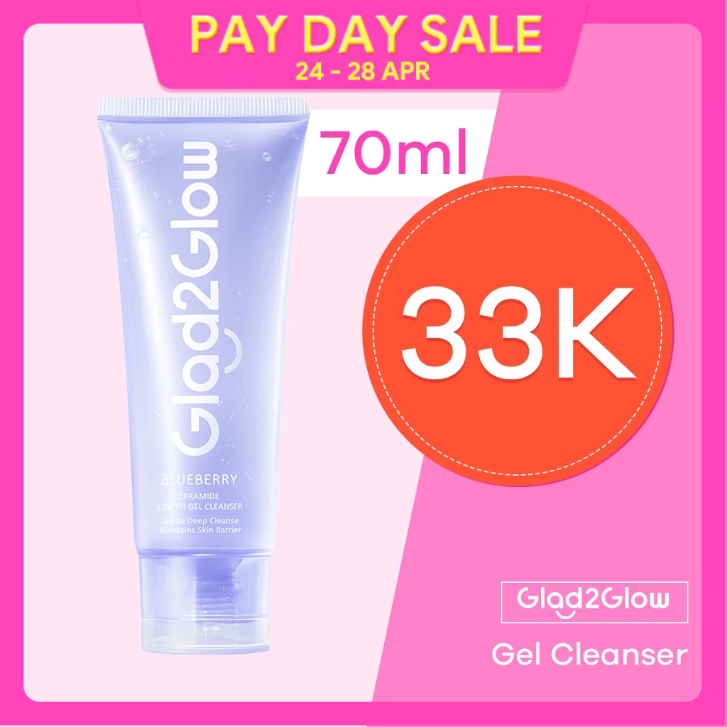 Jual Ready Stock Glad2Glow Blueberry Ceramide Low PH Gel Cleanser 70