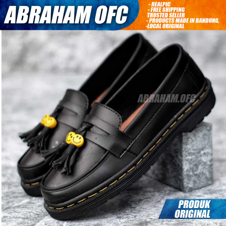 Jual Abraham Sepatu Loafers Penny Pantofel Docmart Formal Hitam Pria