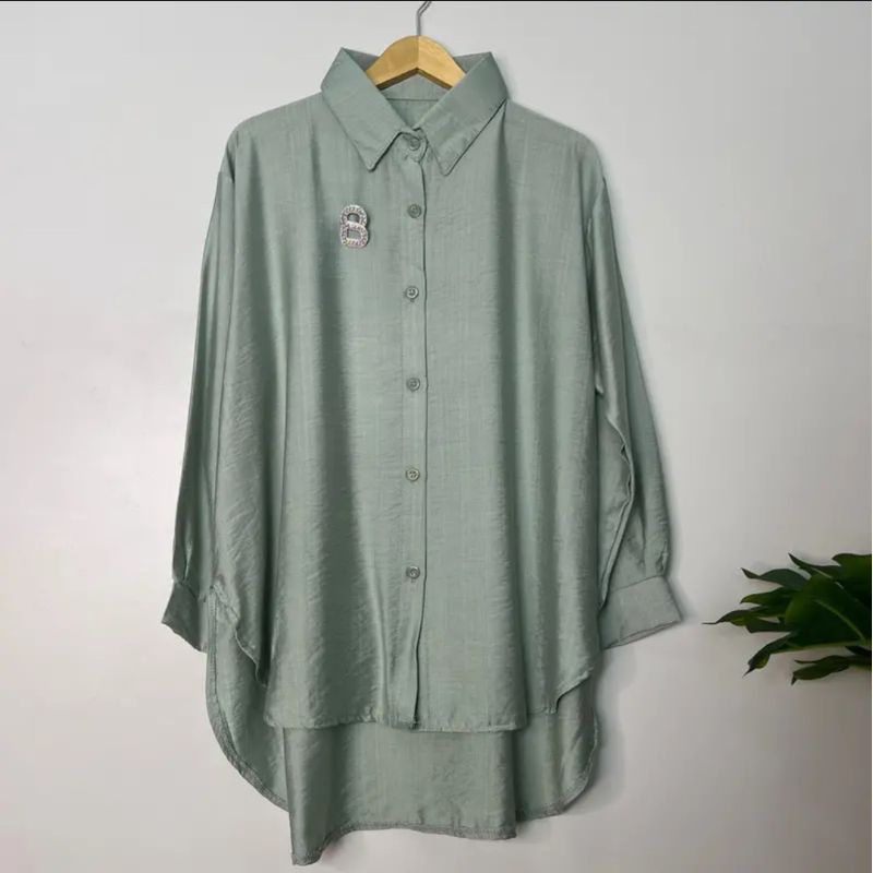 Jual Kirana Kemeja Polo Linen Oversize Full Kancing Shopee Indonesia