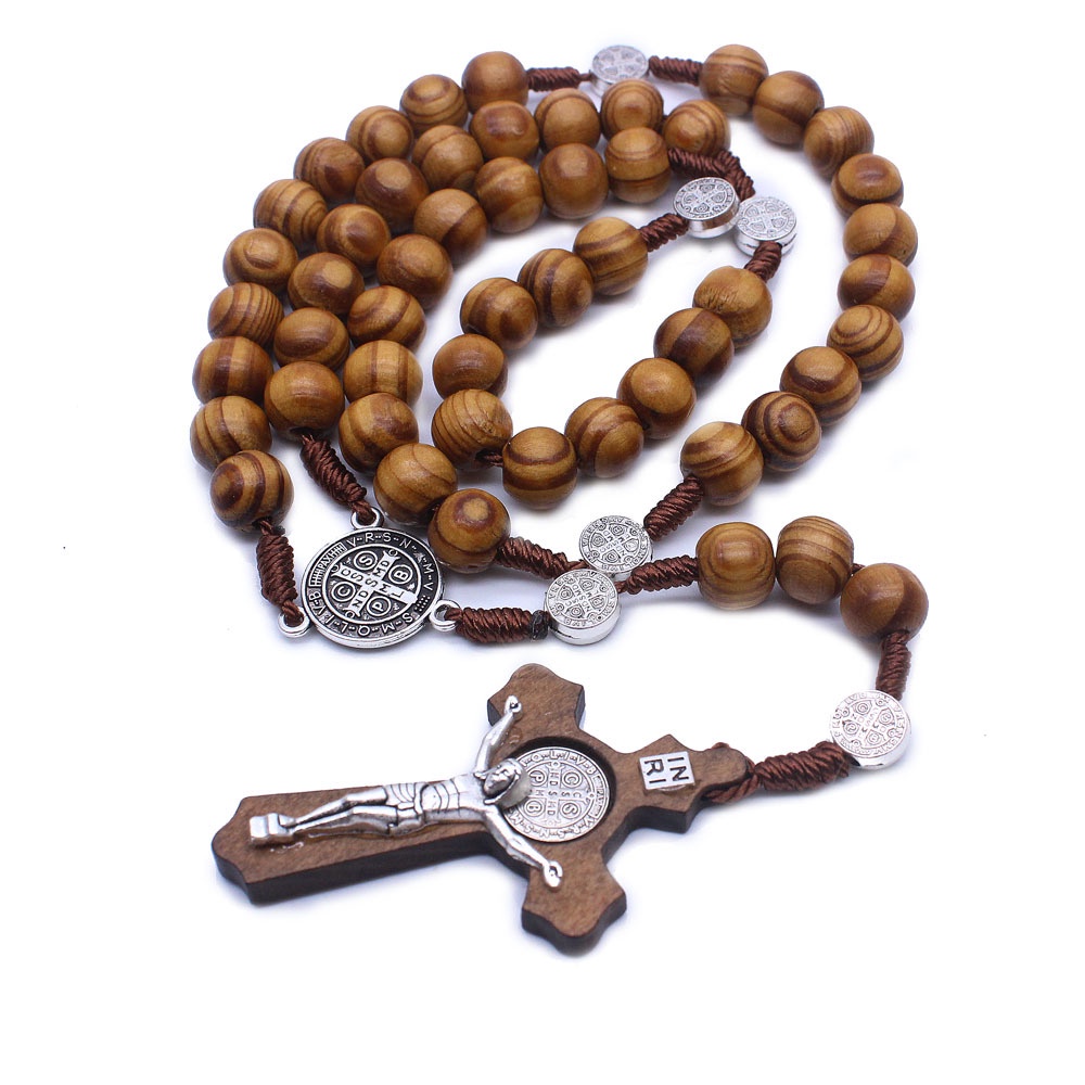 Jual Rosario Rohani Kalung Rosario Salib St Benedict Rosario Kayu