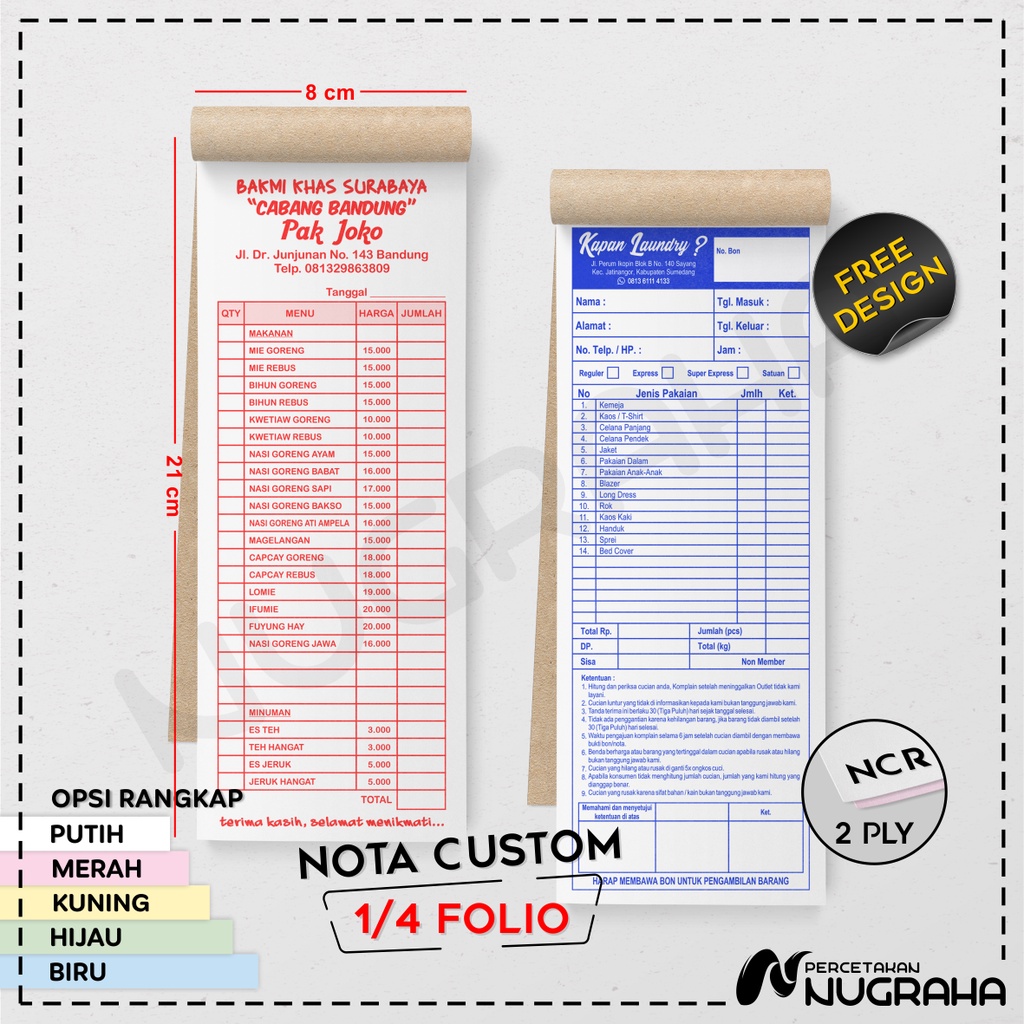 Jual Nota Custom Folio Rangkap Buku Nota Kontan Isi Lembar