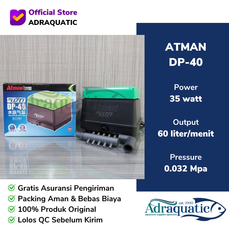 Jual ATMAN DP 40 POMPA UDARA AERATOR AIR PUMP GELEMBUNG AQUARIUM KOLAM