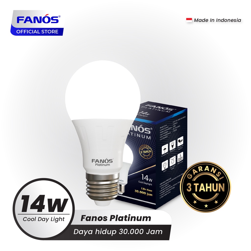 Jual Fanos Platinum Lampu Led Light Bulb Watt Cool Daylight