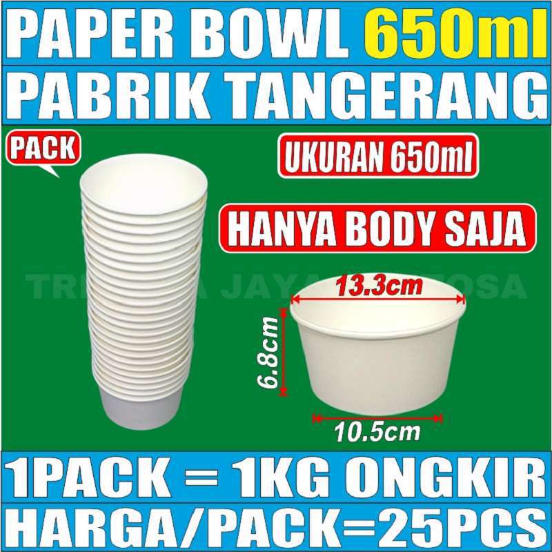 Jual Trifinity Paper Bowl 360ml 500ml 650ml 800ml Per Pack Hanya Body