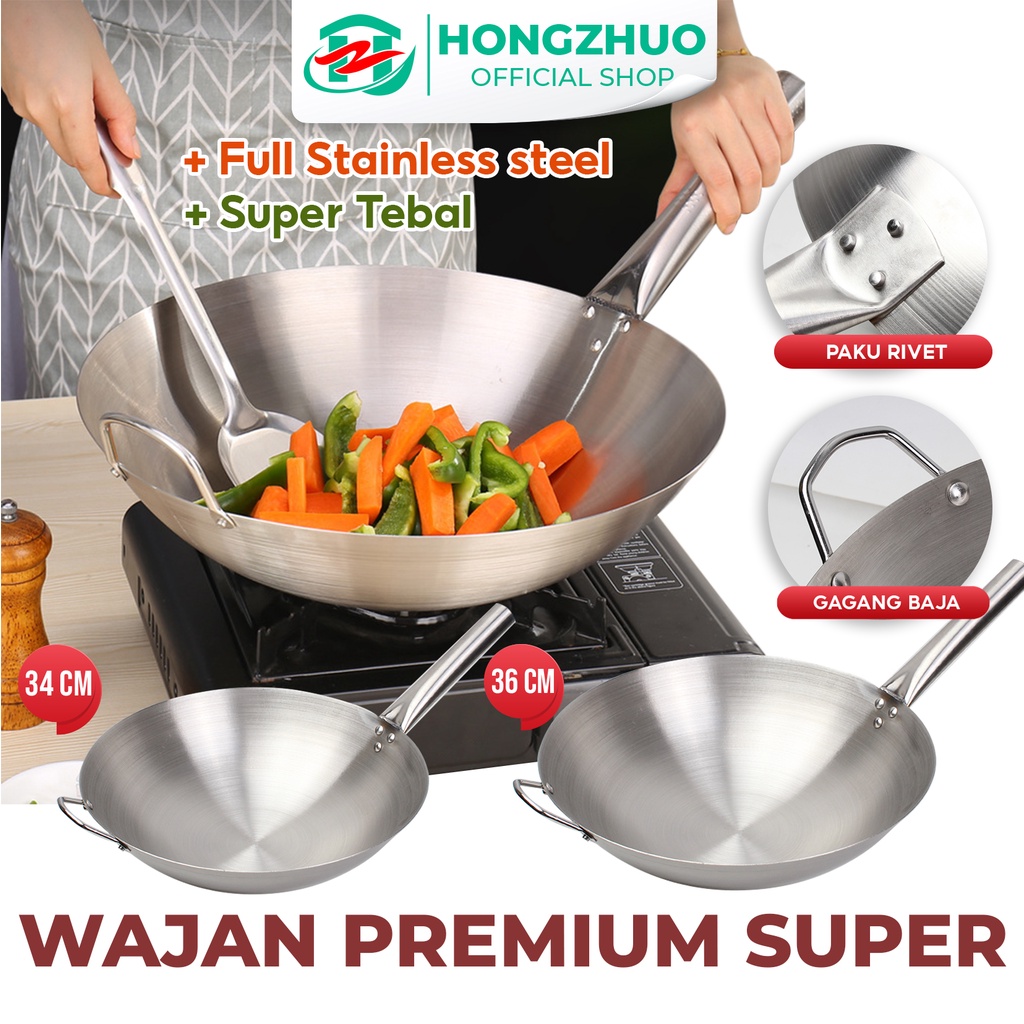 Jual Hongzhuo Wajan Goreng Dengan Gagang Stainless Steel Anti Panas Dan