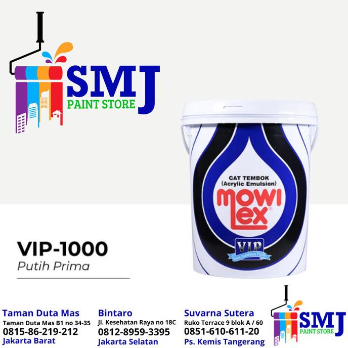 Jual CAT TEMBOK INTERIOR MOWILEX EMULSION VIP E1000 PUTIH PRIMA 20 L