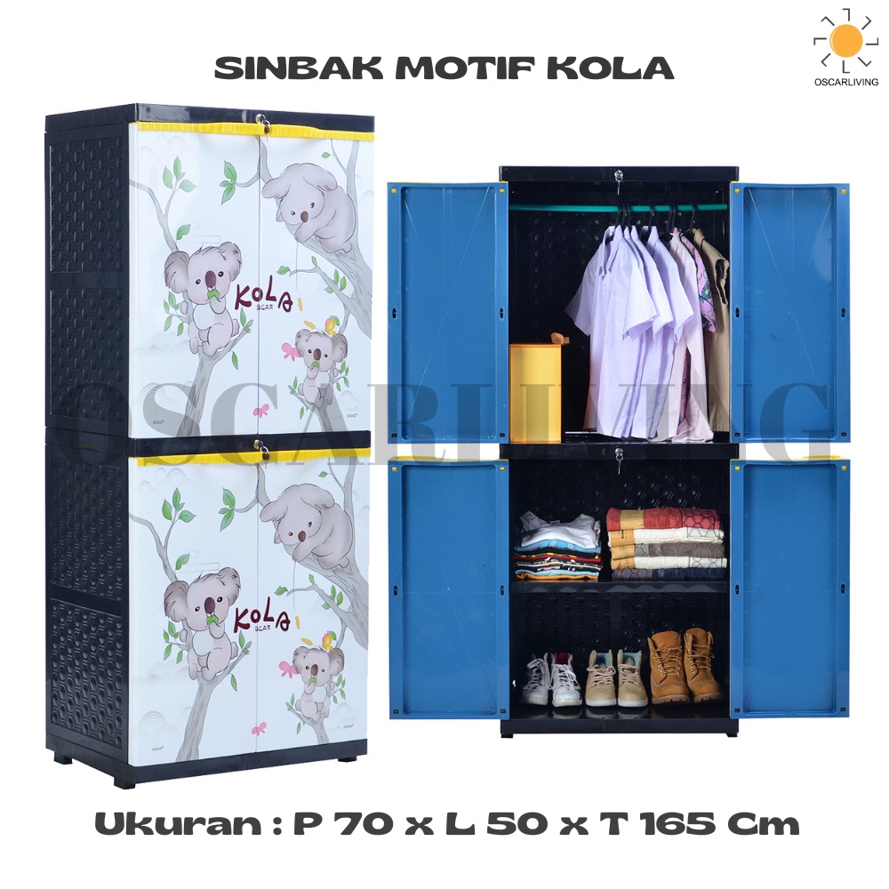 Jual Lemari Plastik Sinbak SUPER Cabinet 2in1 Lemari Pakaian Full Rak