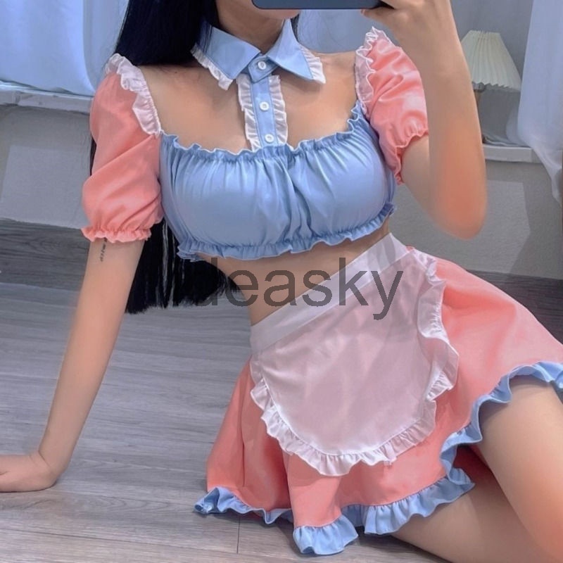 Jual Preorder Women Sexy Lingerie French Apron Maid Dress Maid Costume