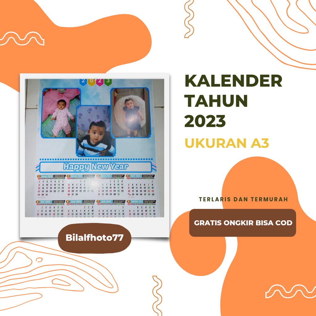 Jual CETAK KALENDER 2023 PAKE 3 FOTO DAN BISA RIQUEST BACKGROUND