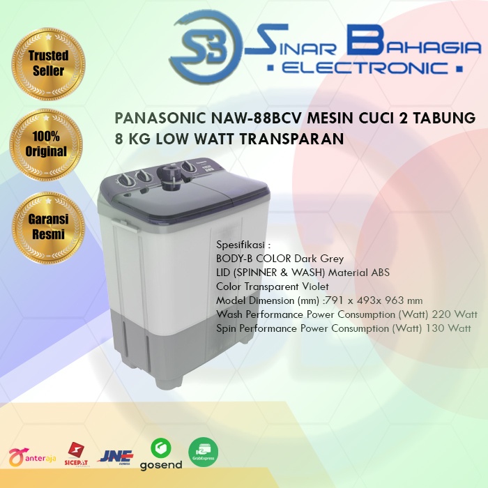 Jual Panasonic Naw Bcv Mesin Cuci Tabung Kg Low Watt Transparan