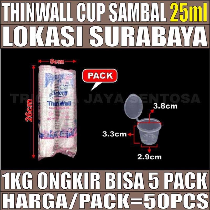 Jual Thinwall Cup 25ml Per Pack Tempat Saos Saus Sambel Sambal Plastik