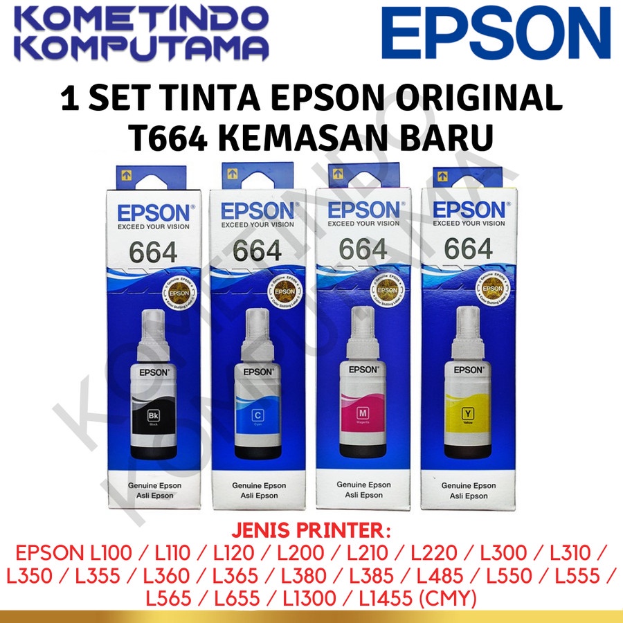 Jual 1 Set 4 Warna T 664 Tinta Epson L121 L1300 L100 L110 L120