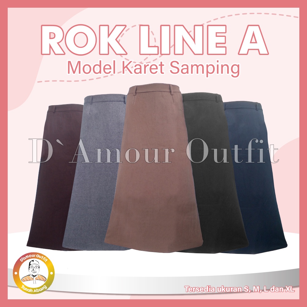 Jual Rok Line A Panjang Wanita Formal Pinggang Karet Pakaian Kantoran