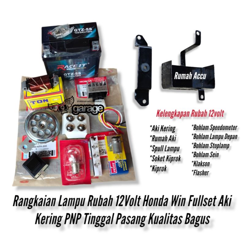 Jual Rangkaian Lampu Win Rubah Volt Fullwave Honda Win Fullset Aki