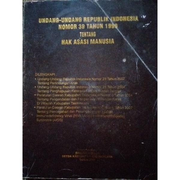 Jual Buku Undang Undang Republik Indonesia Nomor 39 Tahun 1999 Tentang