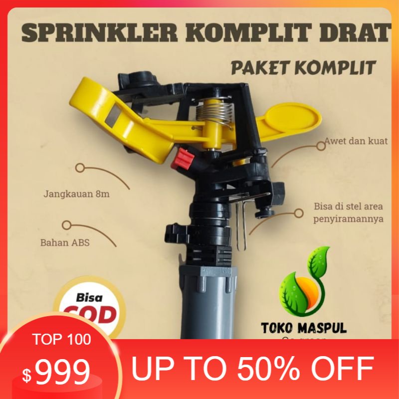 Jual PAKET KOMPLIT Sprinkler Tembak Kuning Sock Drat Sprinkler Taman