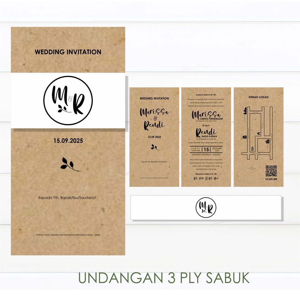 Jual UNDANGAN PERNIKAHAN AESTHETIC RUSTIC KRAFT PAPER CUSTOM SIMPLE