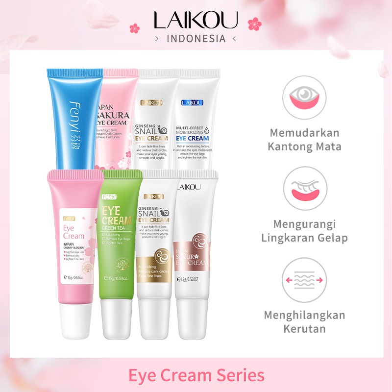 Jual LAIKOU Sakura Eye Cream Green Tea Asam Hyaluronic Memudarkan Mata