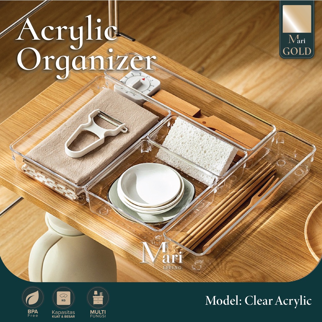 Jual Sekat Laci Akrilik Satuan Transparan Serbaguna Organizer Acrylic