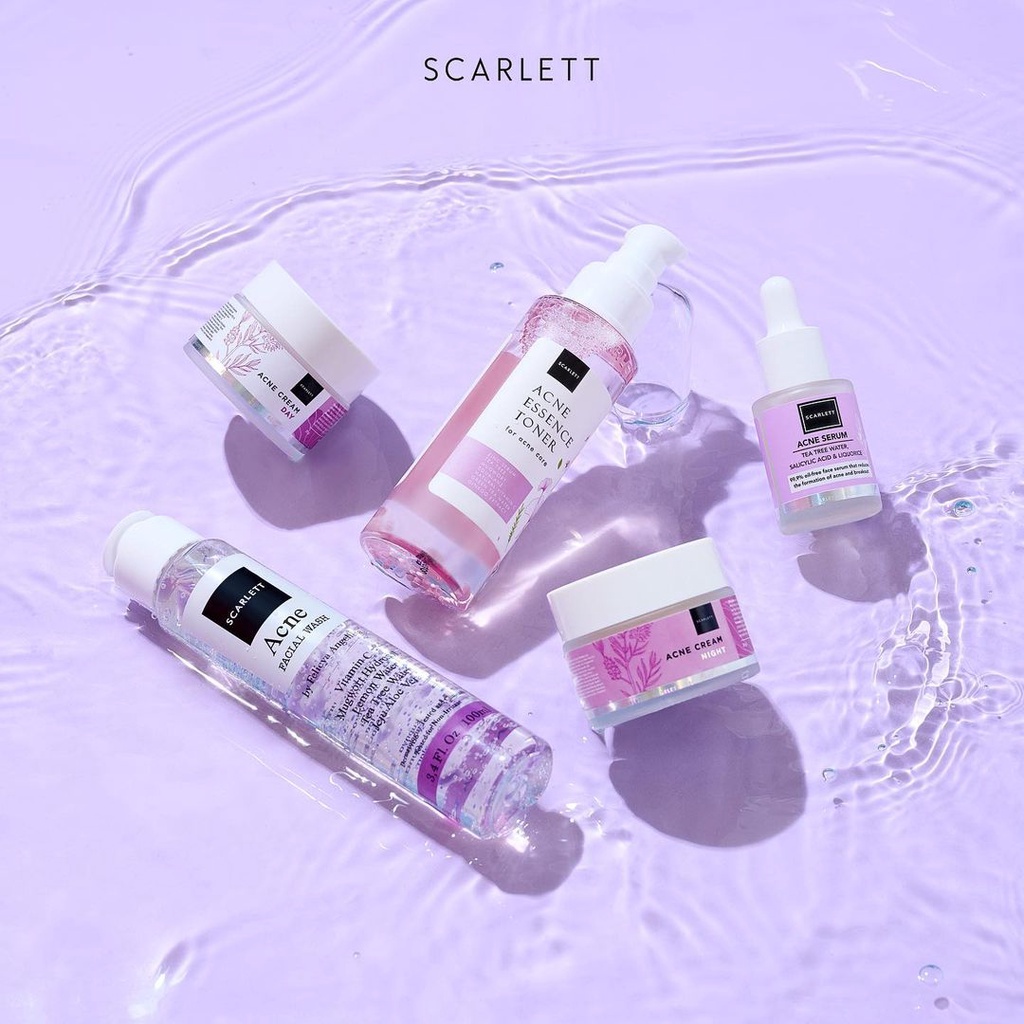 Jual Acne Scarlett Acne Series Skincare Toner Face Wash Serum Day