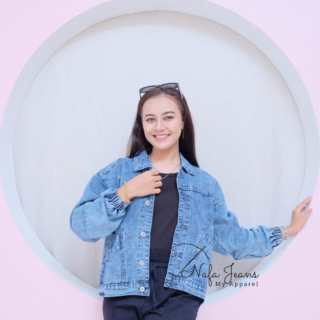 Jual Nafa Jeans Jaket Jeans Wanita Oversize Jaket Jeans Oversize