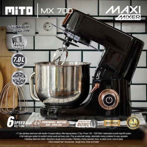 Jual MITO MX 700 Heavy Duty Maxi Stand Mixer 7L Black Shopee Indonesia