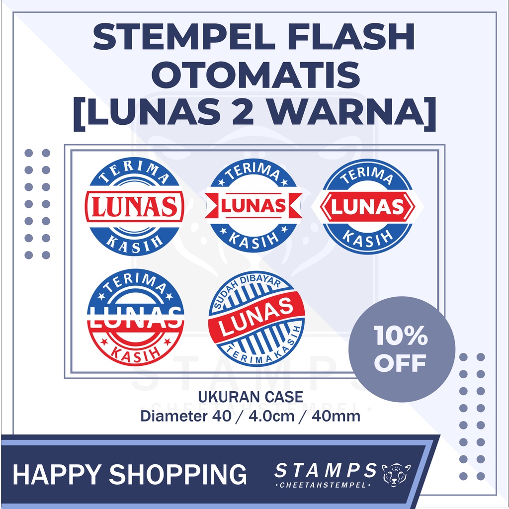 Jual STEMPEL LUNAS 2 WARNA STEMPEL OTOMATIS STEMPEL FLASH BULAT D40