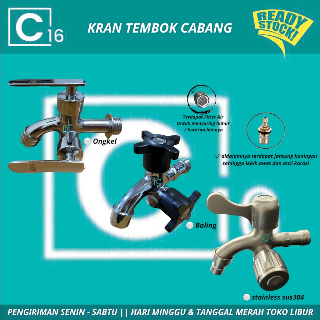 Jual Termurah Kran Shower Cabang Besi Baling Engkol Keran Air Stainless