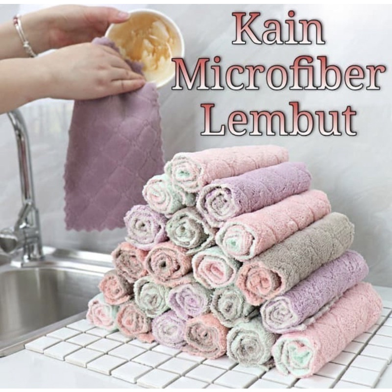 Jual Kain Microfiber Lembut Lap Dapur Meja Dish Towel Fleece Kain Lap