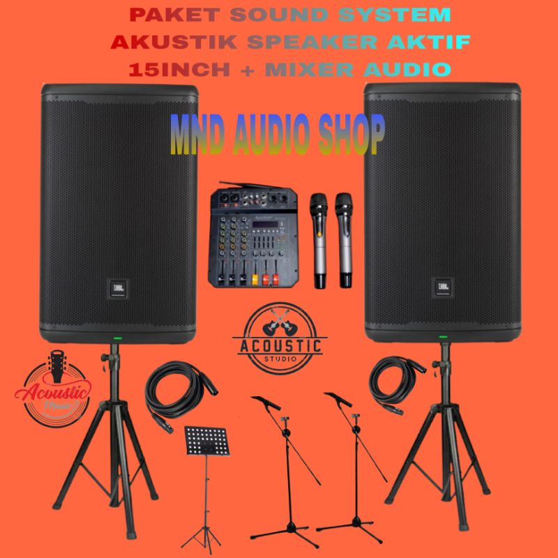 Jual PAKET SOUND SYSTEM JBL AKTIF 715 EON AKTIF MIXER AUDIO CHANNEL