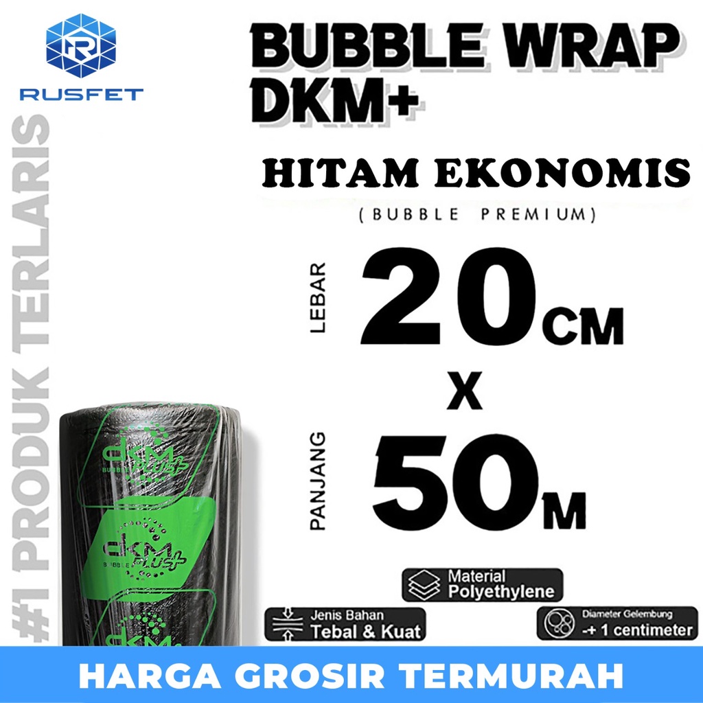 Jual Plastik Bubble Wrap Hitam 20cm X 50m HITAM EKONOMIS BUBBLE WRAP