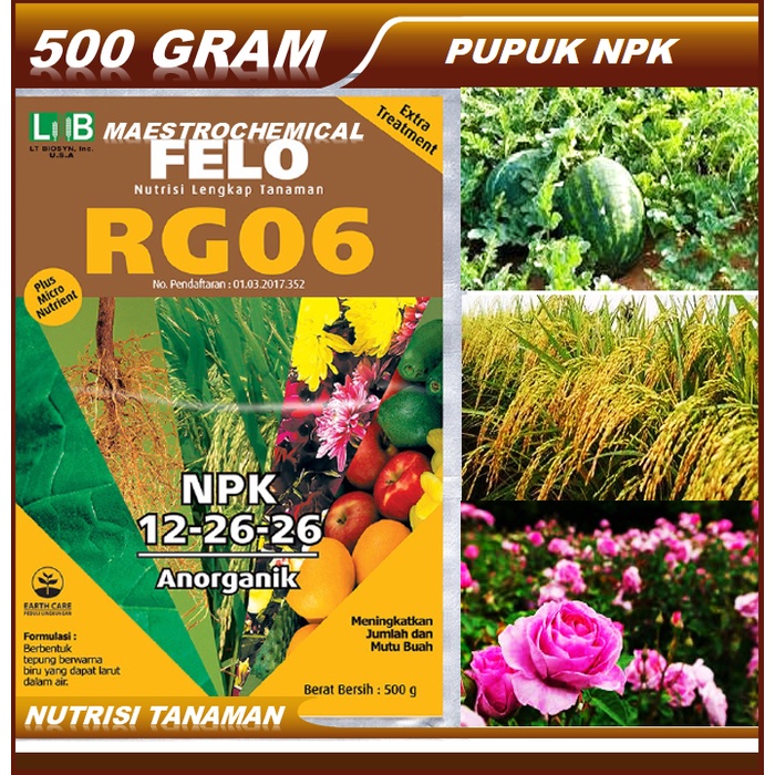 Jual RG 06 500 Gram NPK 12 26 26 Pupuk Daun Lengkap Shopee Indonesia