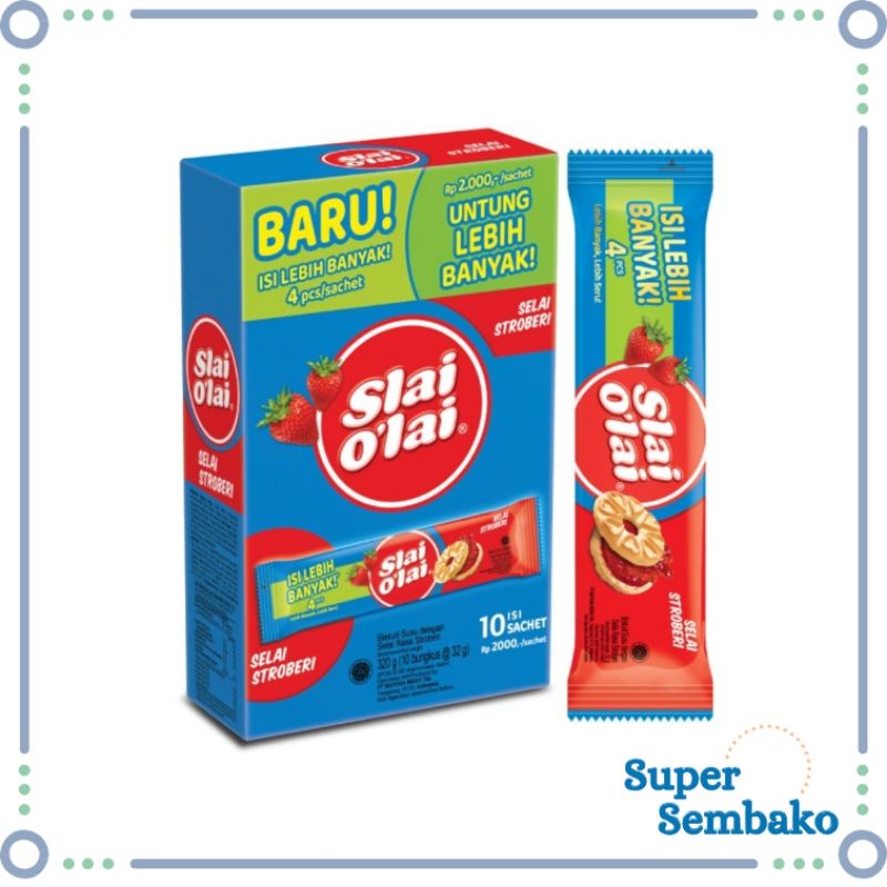 Jual SNACK WAFER BISKUIT SLAI OLAI SELAI STROBERI STRAWBERRY 32g BOX